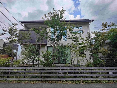 町田市　新築外構 道路境界間仕切りフェンスを天然ウッド材で　Ｍ様邸