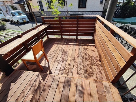 神奈川県相模原市　新築外構 狭小地でもウッドデッキをあきらめないでつくれます。