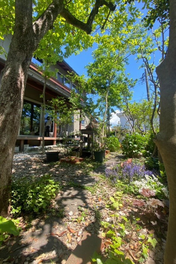神奈川県藤沢市　新築外構 エコハウスのシンプルナチュラルな門周りと古材を再利用したアプローチ　Ｔ様邸